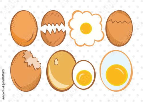 Egg Clipart SVG Cut File | Cracked Egg Svg | Sunny Side Svg | Fried Egg Svg | Bundle | Eps | Dxf | Png