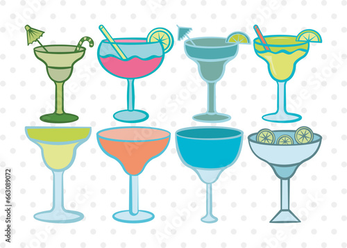 Margarita Glass Clipart SVG Cut File | Martini Glass Svg | Lime Svg | Bundle | Eps | Dxf | Png