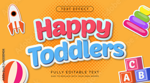 3d Fun kids title text effect. Editable font style for headline banner and promotional event © Danhood