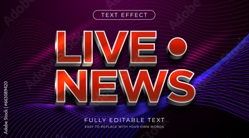 Live News text effect. Editable font style for Headline news