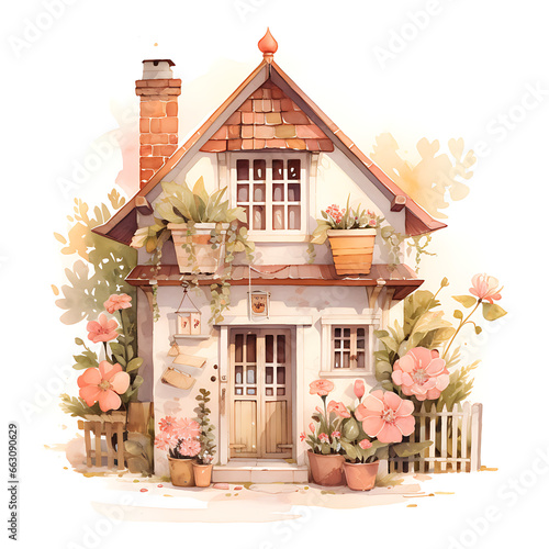 wooden house with flowers