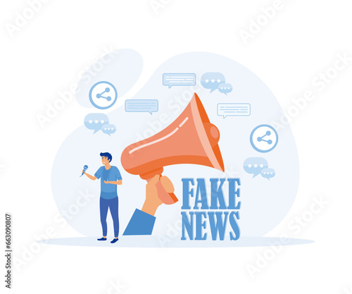 People share fake news on social media and internet concept. fake news concept. flat vector modern illustration