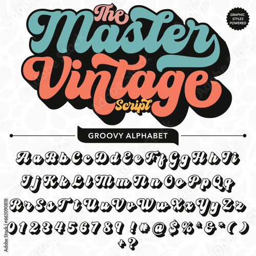 Abstract black and white the master vintage script Retro Font template