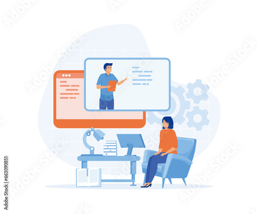 Online education concept. Remote education. Master Class. flat vector modern illustration