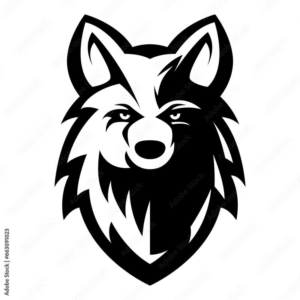 Wolf Head vector icon symbol template design isolated black and white