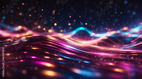 abstract futuristic background with colorful glowing neon moving high speed wave lines and bokeh lights