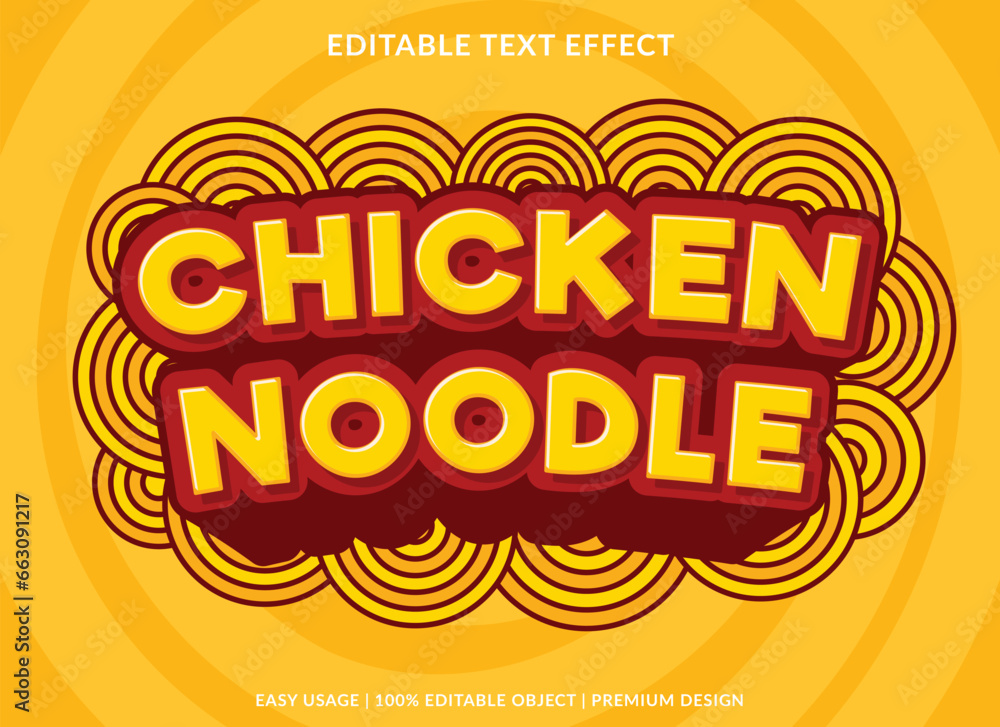 chicken noodle editable text effect template abstract background use for business logo and brand