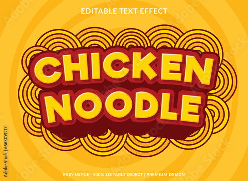 chicken noodle editable text effect template abstract background use for business logo and brand