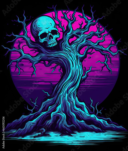 Halloween T-Shirt Art Illustration of dead tree