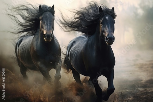 Black horses background © kramynina