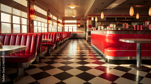 Swindon, Wiltshire, UK,American Ed's diner with red decor.
 photo