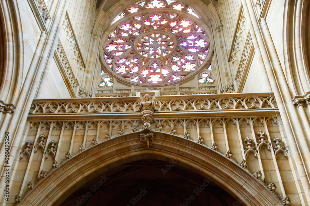 Interior of St. Vitus Cathedral in Prague, Czech Republic