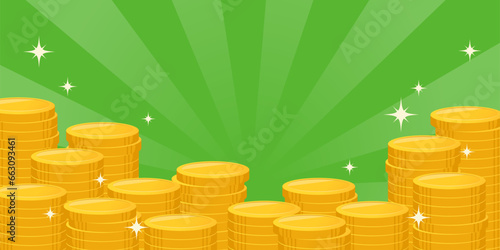 積み上がったコインの背景（2：1）_ベクターイラスト