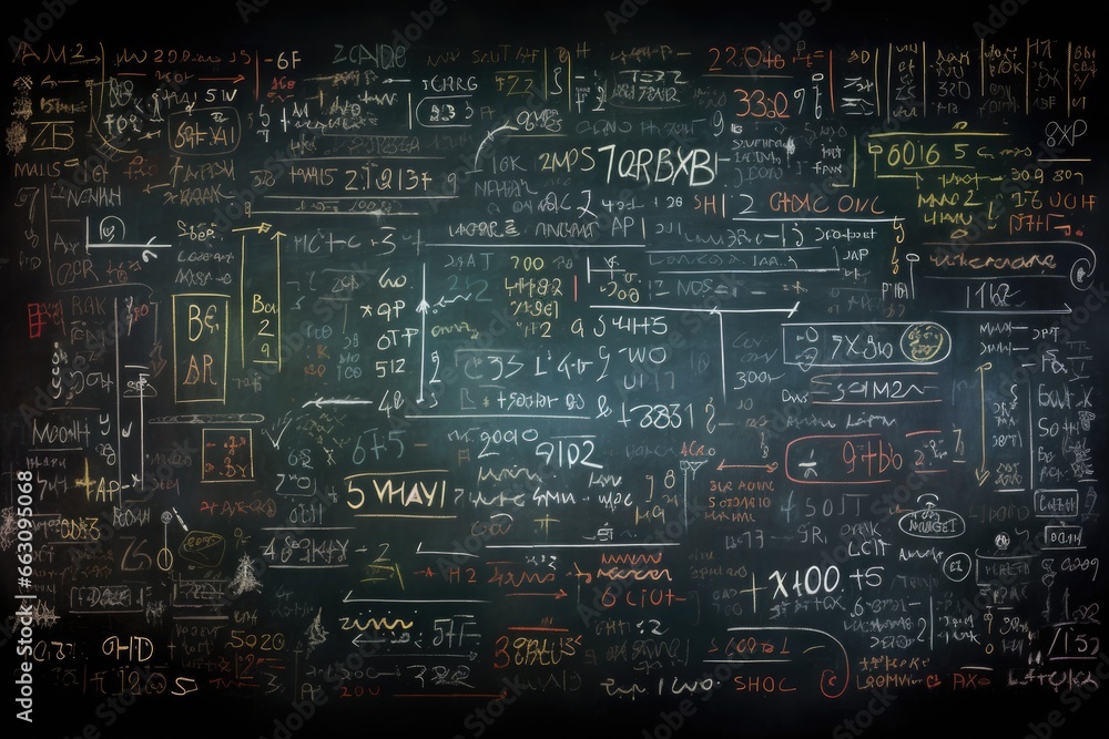 Equations chalkboard background - obrazy, fototapety, plakaty 