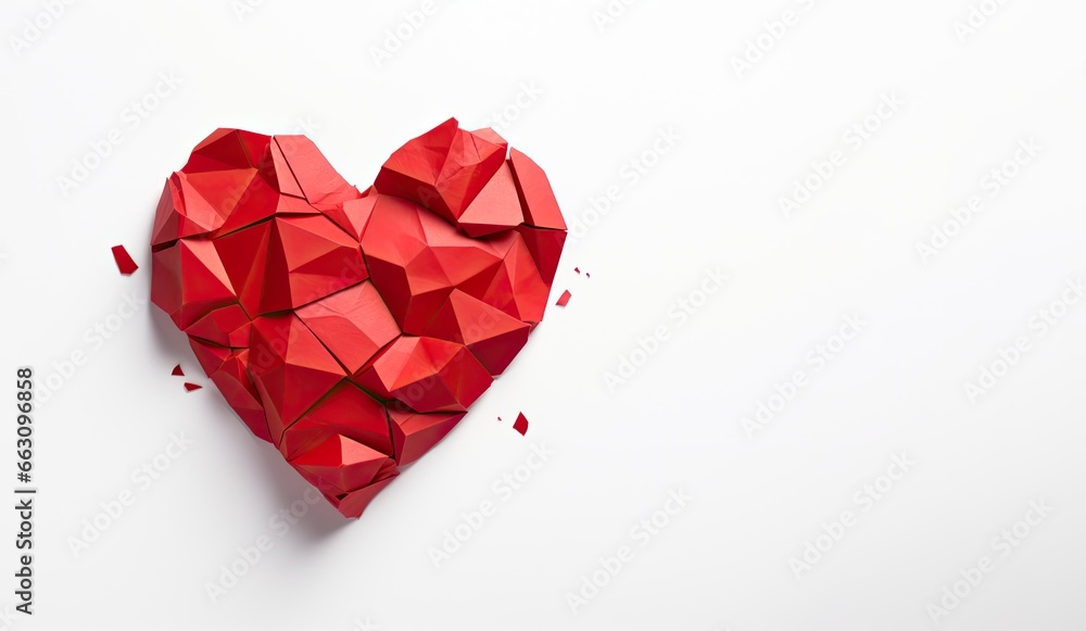 Paper heart on white background, valentine's day concept, Crumpled red heart paper isolated on white background. Broken heart concept, AI Generated Paper heart on white background, valentine's day concept, Crumpled red heart paper isolated on white background. Broken heart concept, AI Generated