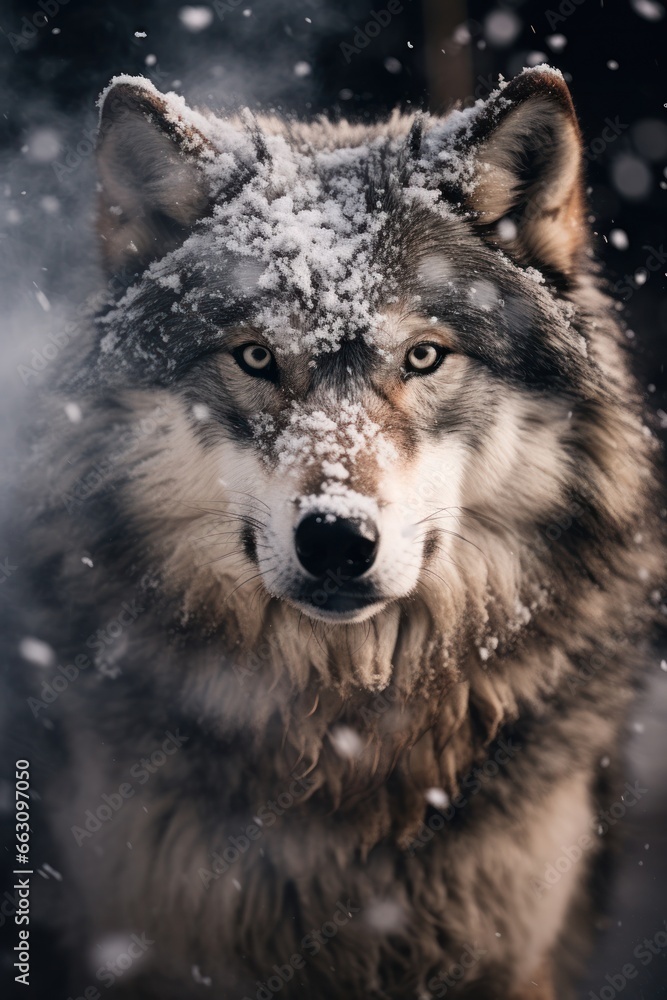 Fototapeta premium Wolf in snow