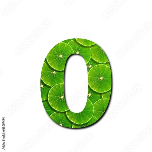 Number 0 in green color illustration isolated in white background