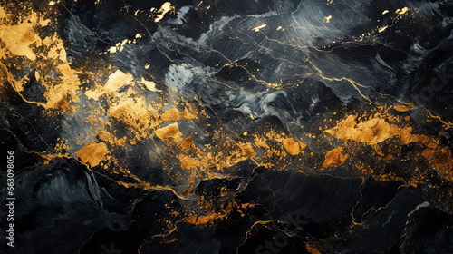 Black Marble with Golden Veins - Elegant Natural Pattern for Luxurious Backgrounds, Abstract Black, Grey, and Gold Aesthetic, Perfect for Premium Interior Design