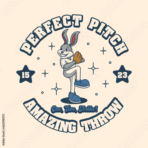 Bunny Baseball Logo Retro and Vintage