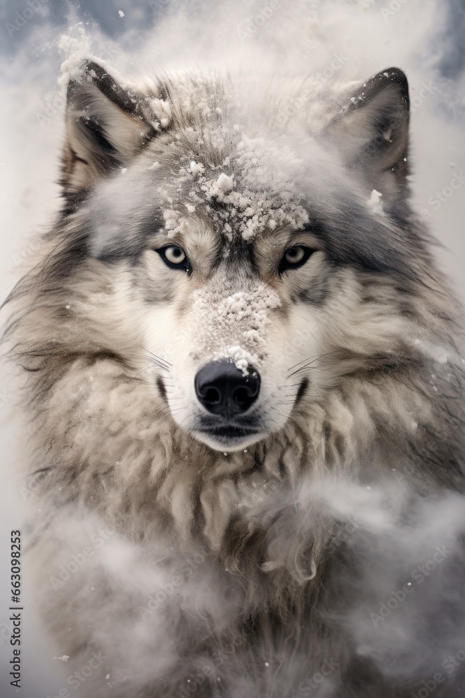 wolf in a snow