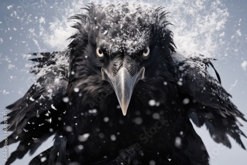 Crow in a snow © mockupzord