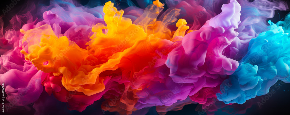 Burst of Colors: Holi Paint and Neon Smoke Create Psychedelic Landscape