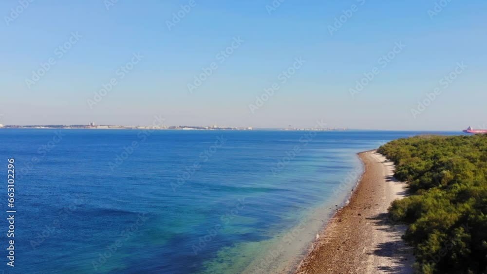 Drone shot from the small rocky beach in Troia, Portugal. Drone shot from the small rocky beach in Troia, Portugal.