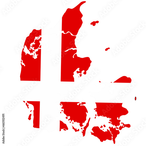 Denmark country map with flag colors