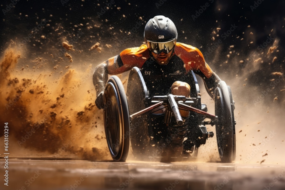 Paralympian in a wheelchair during the competition Paralympian in a wheelchair during the competition