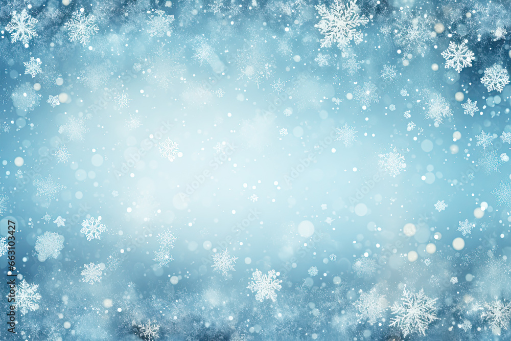 Winter blue background with snowflakes
