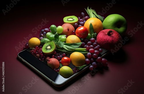 fruits and vegetables on mobile screen