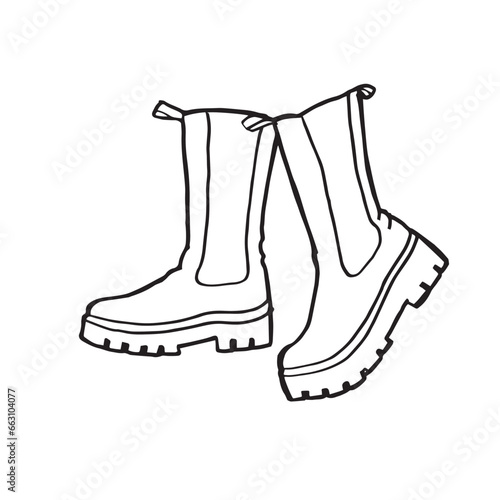 winter boot shoes handdrawing illustration vector