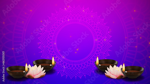 Rangoli decoration with Diya or fireworks