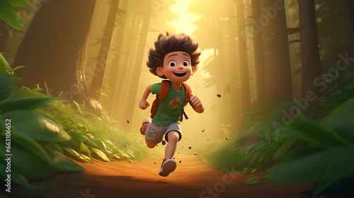 3D Render of a Joyful Kid in Green T-Shirt - Generative AI 