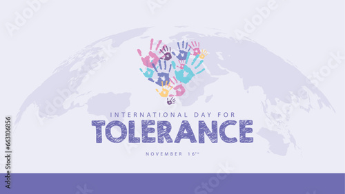International day for tolerance. Vector illustration of stack of heart shaped palms. Suitable for banners, web, social media, greeting cards etc
