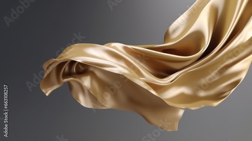 Gold luxury silk cloth floating flying in the air in 3d style wallpaper background,luxurious backdrop for products in Gold theme