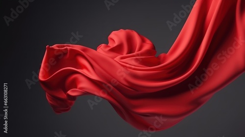 Red luxury silk cloth floating flying in the air in 3d style wallpaper background,luxurious backdrop for products in red theme