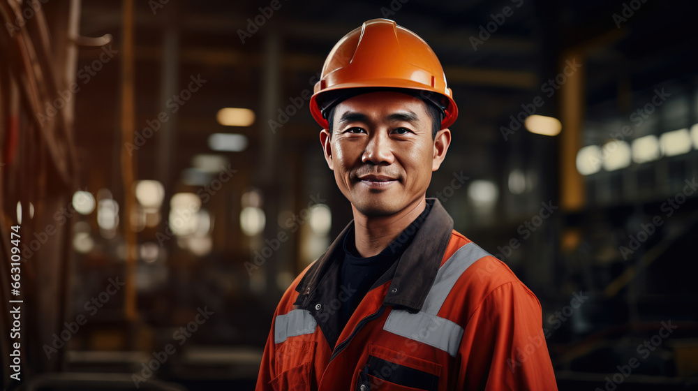 Portrait of an asian male engineer working in a factory Portrait of an asian male engineer working in a factory