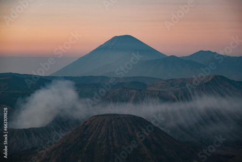 Bromo's Tranquil Afterglow: A Blue-Hued Mountain Portrait
