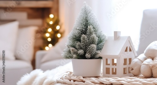A cozy concept of festive home decoration for Christmas.