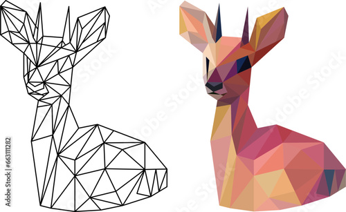  young deer made of triangles