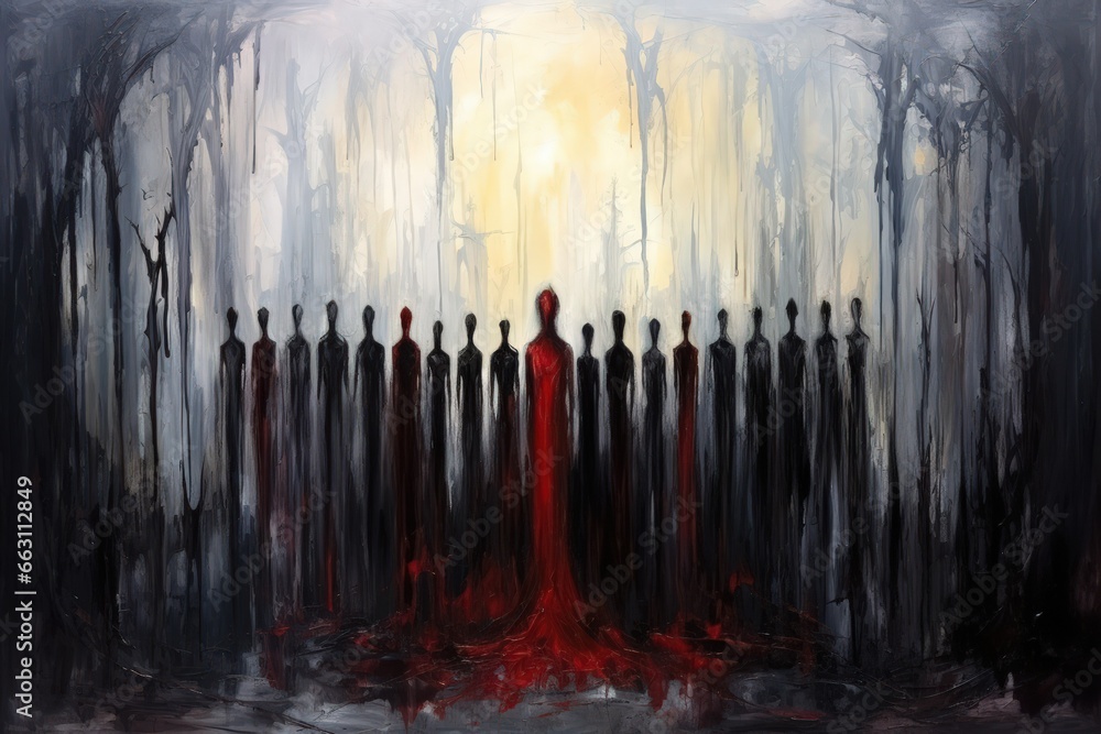 Fototapeta premium Hauntingly beautiful vampires with eternal allure - Generative AI