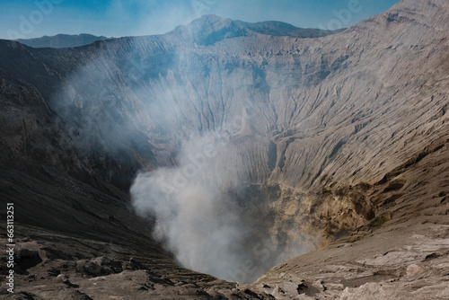 Crater's Edge: Bromo's Steamy Breath from the Volcano's Rim