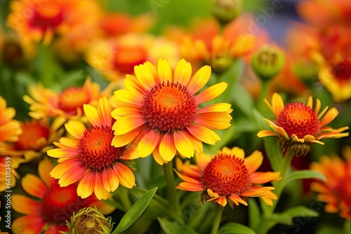 Gaillardia or Blanket Flower. Bright and Colorful Shades of Warm Tones.