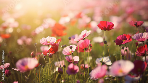 Flower field in sunlight spring © Little