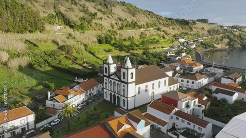 Aerial view of Church of Holy Trinity at Lajes, Pico island, Portugal photo