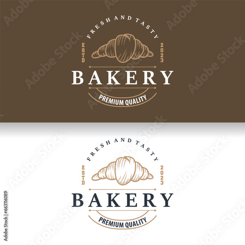 Bread Logo, Old Retro Vintage Style Bakery Shop Design, Vector Wheat Bread Simple Tremplet Illustration
