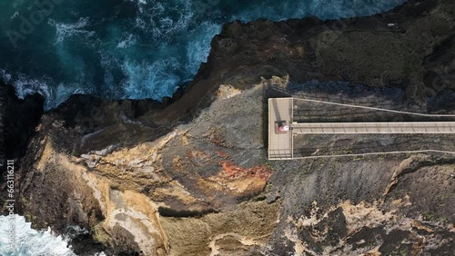 Cliffside setting of Fenais da Ajuda lighthouse, Sã0 Miguel, Azores. Drone riser photo