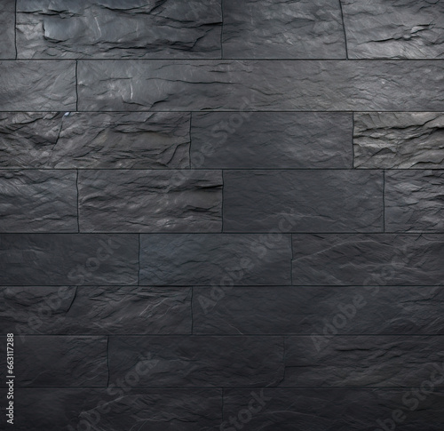 A contemporary black slate tile wall