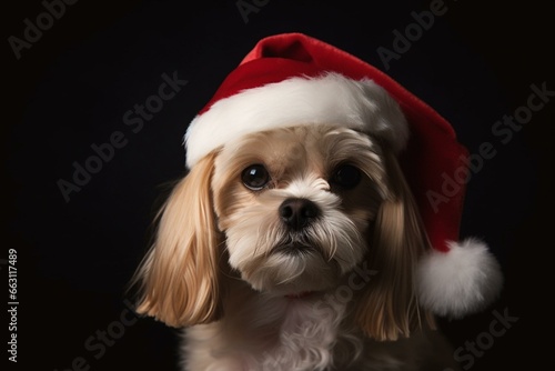 festive dog in holiday costume. Generative AI
